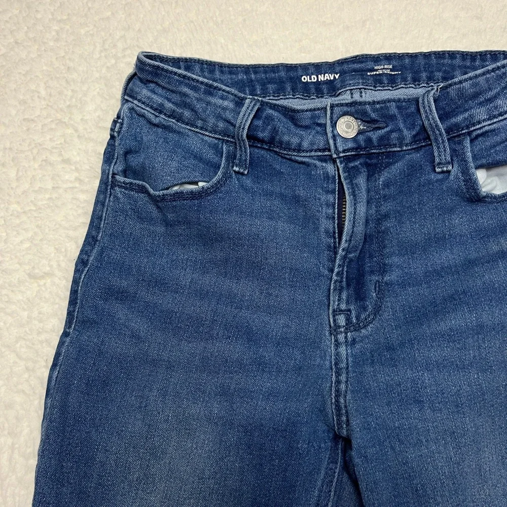Old Navy‎ Jeans Womens 4 Blue Wow Super Skinny High Rise Stretch Dark Wash Denim